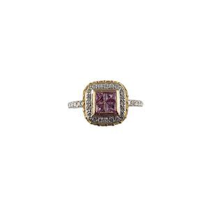 Vintage 18 Karat White Gold Pink and Yellow Sapphire & Diamond Ring Size 7 JAGi